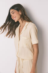 Women'secret Yellow cotton ribbed classic pyjamas beige