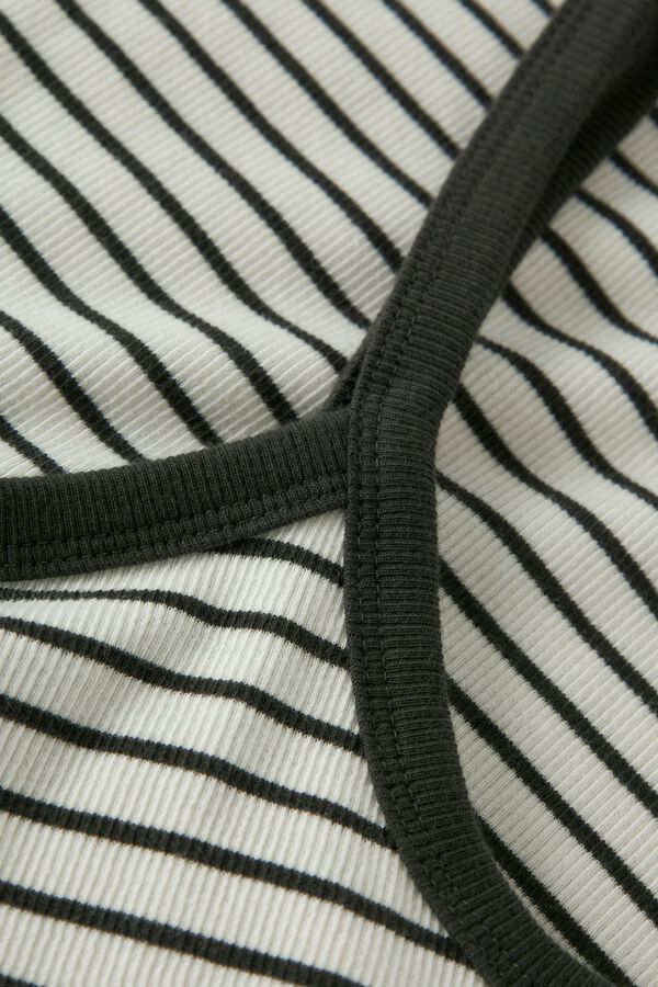 Lmtd Top de al&ccedil;as finas &agrave;s riscas e debruados branco
