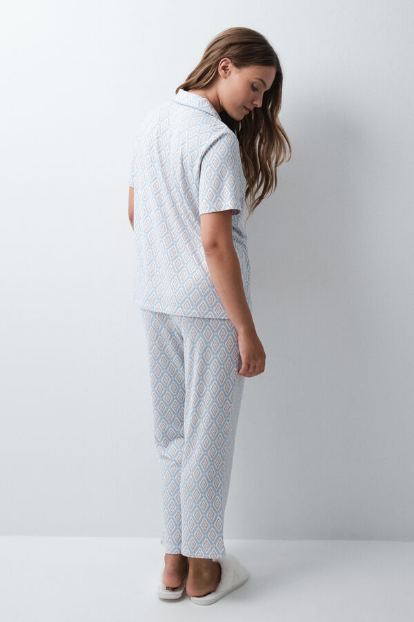 Women'secret Folk print long pyjamas blue