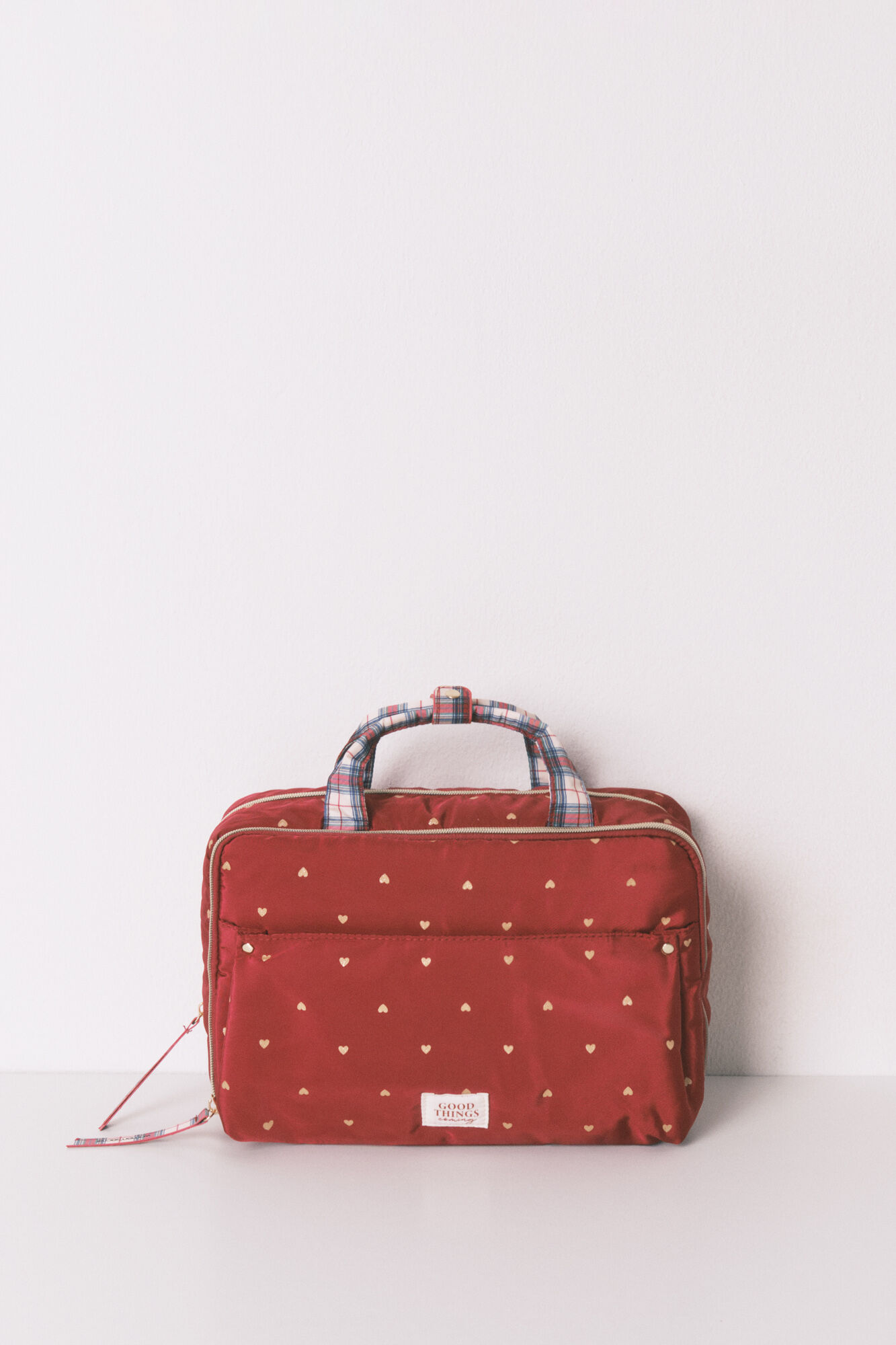 Women'secret Grande trousse de toilette en nylon rouge avec imprim&eacute; c&oelig;ur