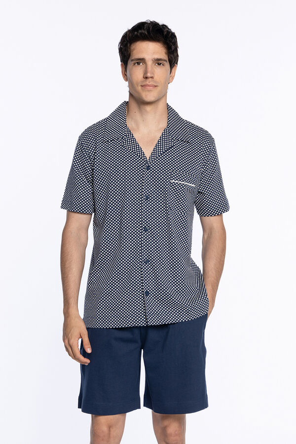 Punto Blanco Pijama corto de  algod&oacute;n, Moonlight azul