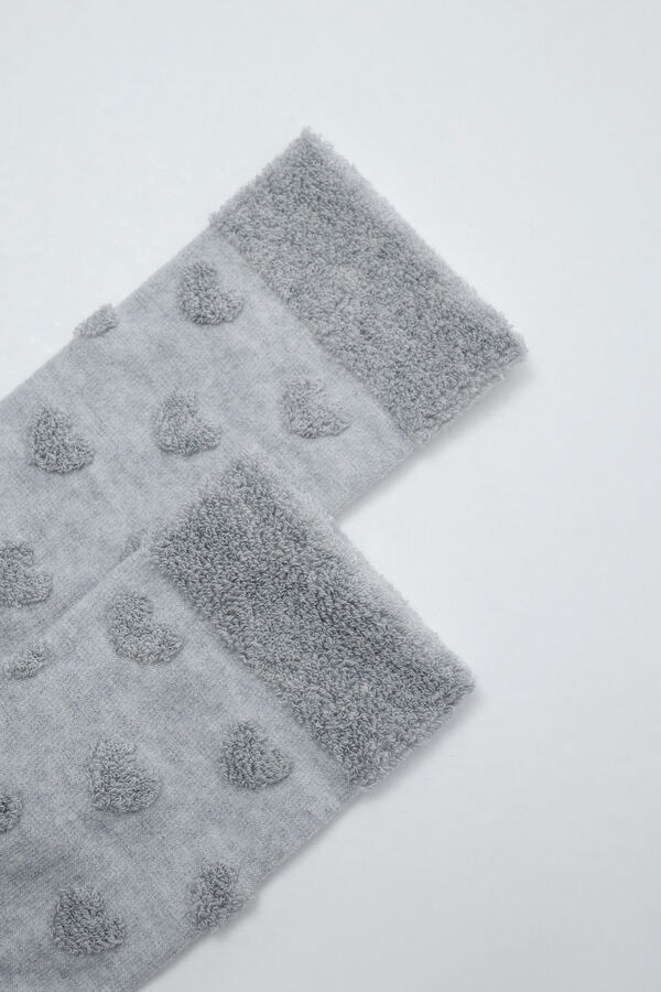 Women'secret Grey textured heart long socks grey