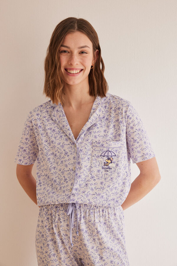 Womensecret Pijama camiseiro 100% algodão lilás Snoopy rosa