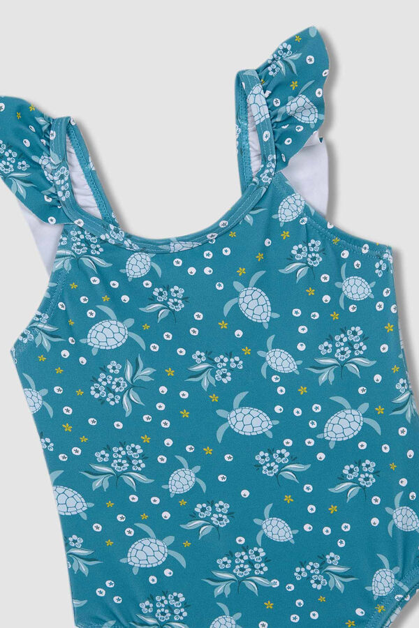 Womensecret Turquoise turtle print swimsuit Blau