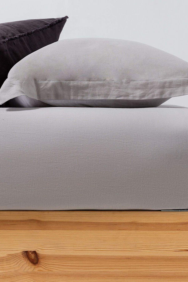 Textura Cotton linen fitted sheet white