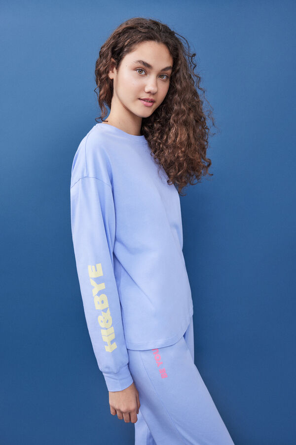 Womensecret Blue 100% cotton pyjamas with sweatshirt and long bottoms kék