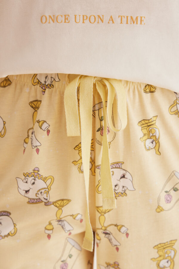 Womensecret Disney Belle-mintás pizsama, 100% pamutból bézs