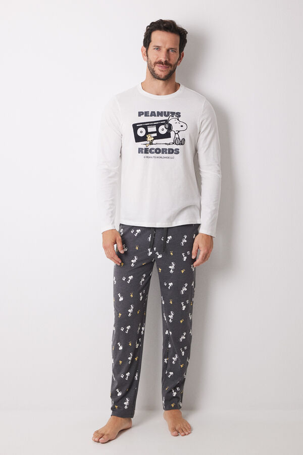 Womensecret Pyjama long homme 100 % coton Snoopy beige