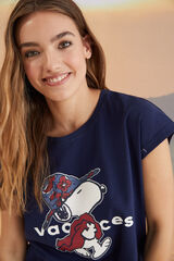 Womensecret Blue 100% cotton Snoopy T-shirt blue
