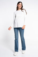 Ohma! Vaqueros campana de maternidad azul