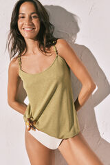 Women'secret Camiseta tirante fino verde kaki