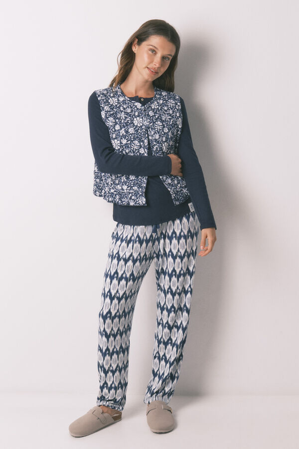 Women'secret Gilet matelass&eacute; imprim&eacute; boh&egrave;me bleu