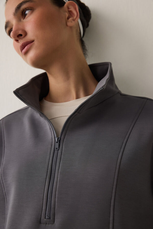 Penti Sudadera con media cremallera y tacto sedoso. gris