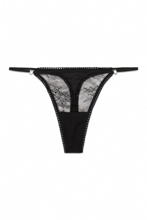 Women'secret Black lace string thong black