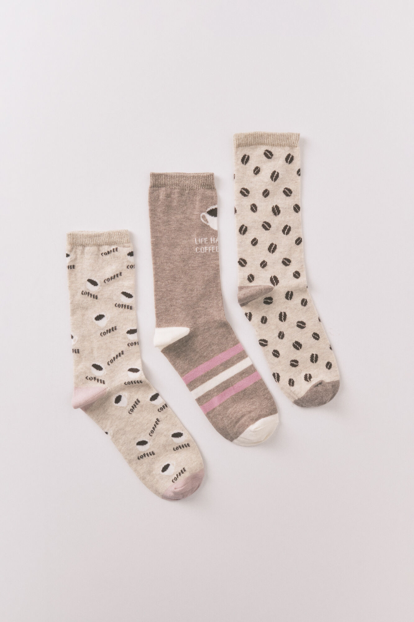 Women'secret Pack 3 calcetines largos caf&eacute; marr&oacute;n 