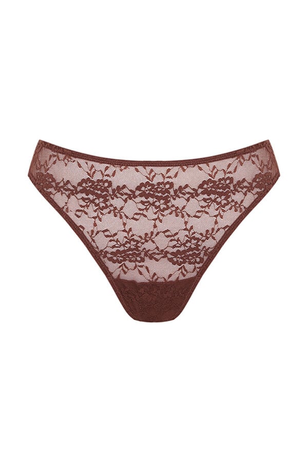 Womensecret Brown lace Brazilian panty nude
