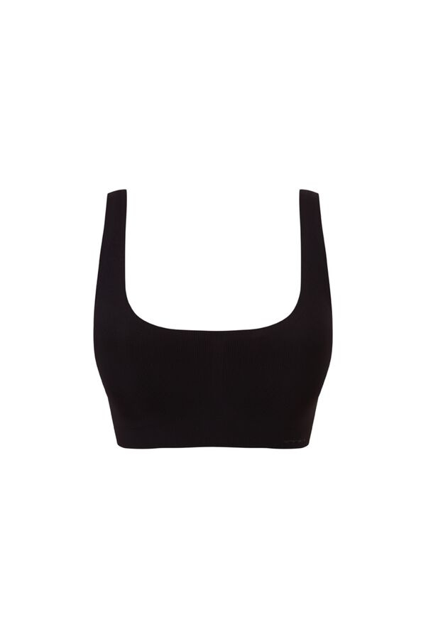 Women'secret Black ribbed microfibre foam top bra black