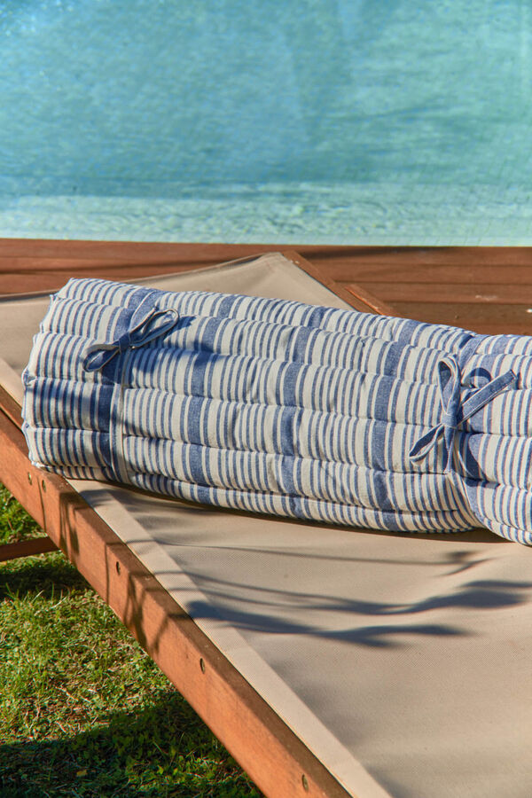 Calma House Blue striped recycled cotton hammock cushion Haiti 60x175x2 blue