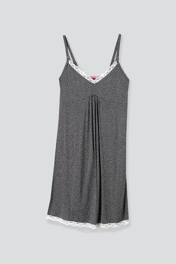 Womensecret Polka-dot and lace nursing nightgown grey