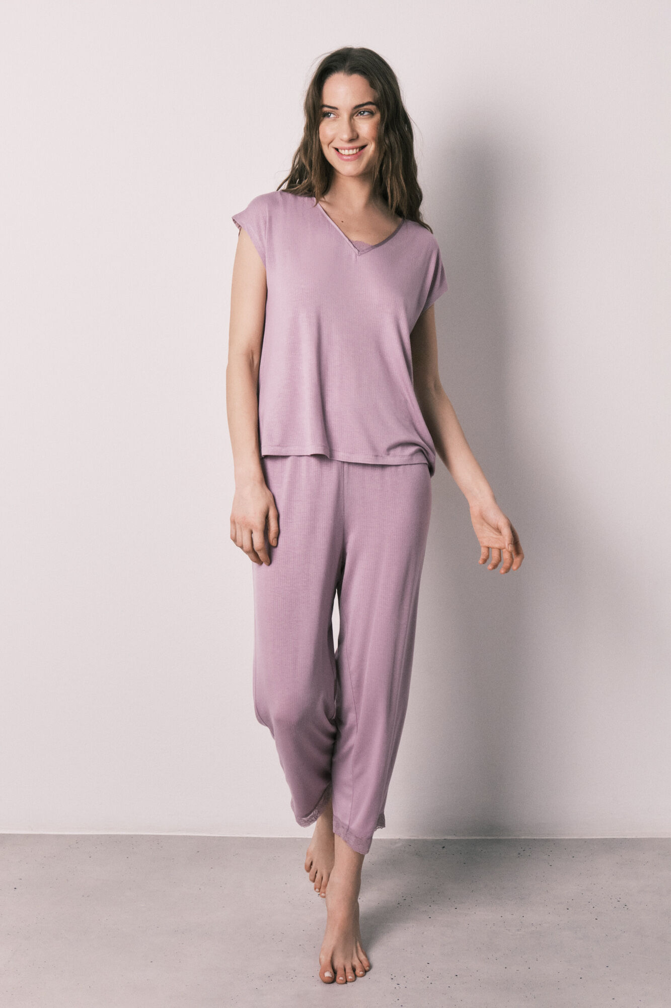 Women'secret Pink viscose soft touch capri pyjamas