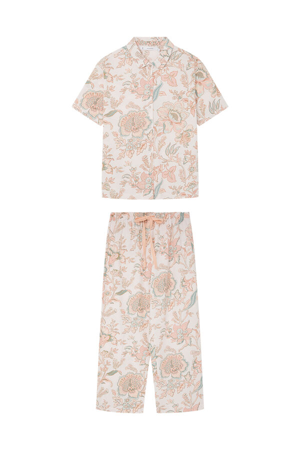 Womensecret Pidžama na kopčanje od 100 % pamuka sa cvetnim printom Print
