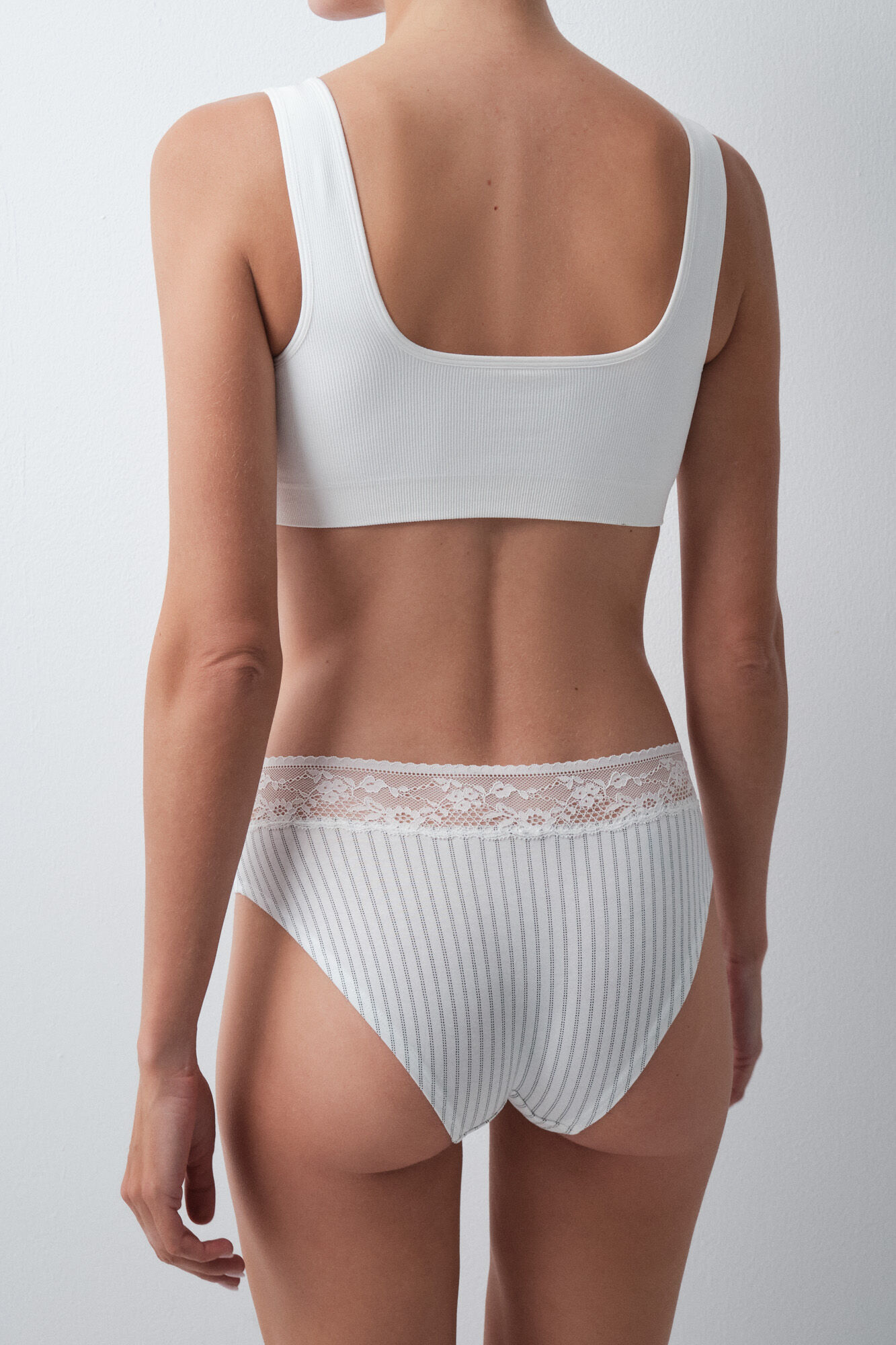 Women'secret Braga ancha algod&oacute;n encaje estampado rayas
