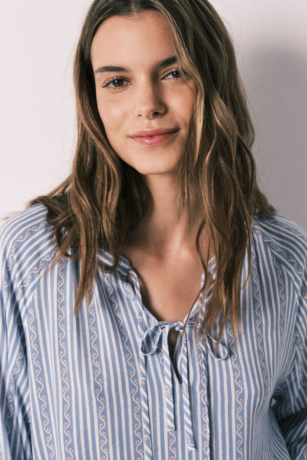 Women'secret Nuisette courte en viscose &agrave; imprim&eacute; rayures bleu bleu