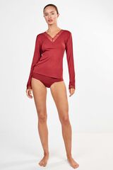 Gisela Lace thermal T-shirt brown