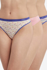 DIM Pack de 3 tangas de algod&oacute;n el&aacute;stico estampadas printed