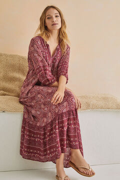 Womensecret Long dress with an Indian-inspired print brown