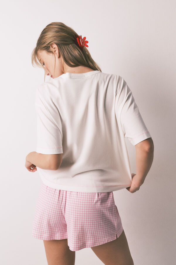 HI&BYE Pink 100% cotton short pyjamas beige