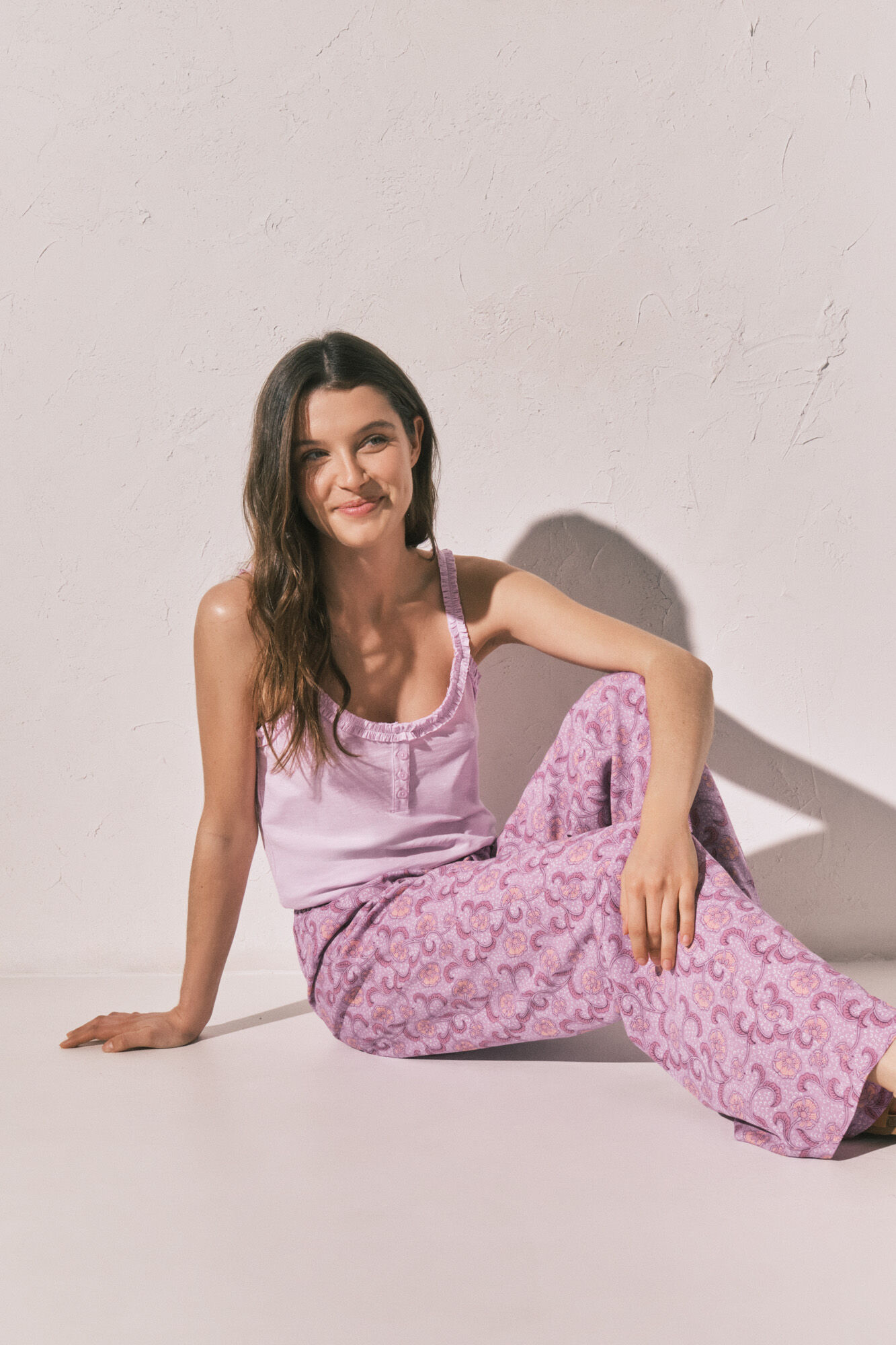 Women'secret Cal&ccedil;a comprida estampada de flores rosa