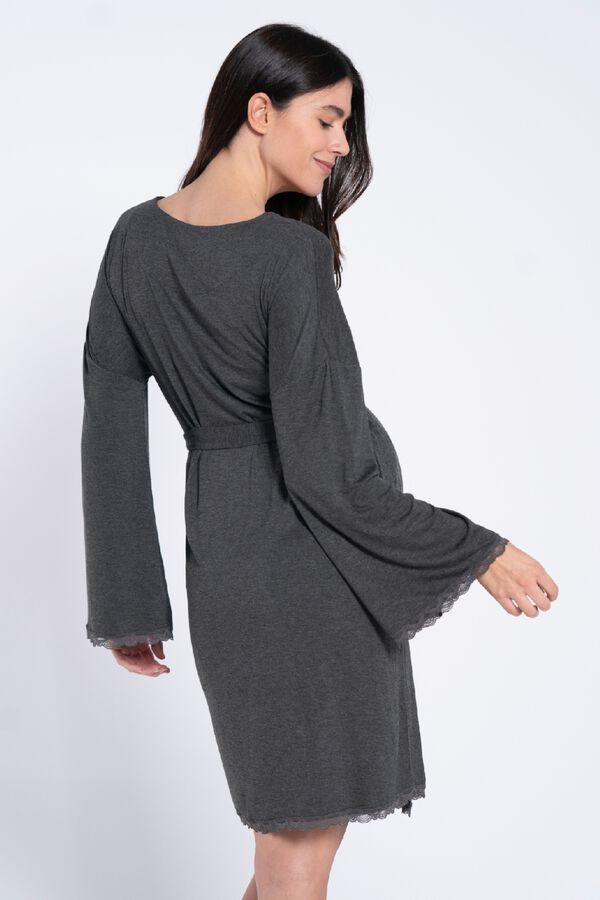 Ohma! Maternity robe with matching lace szary