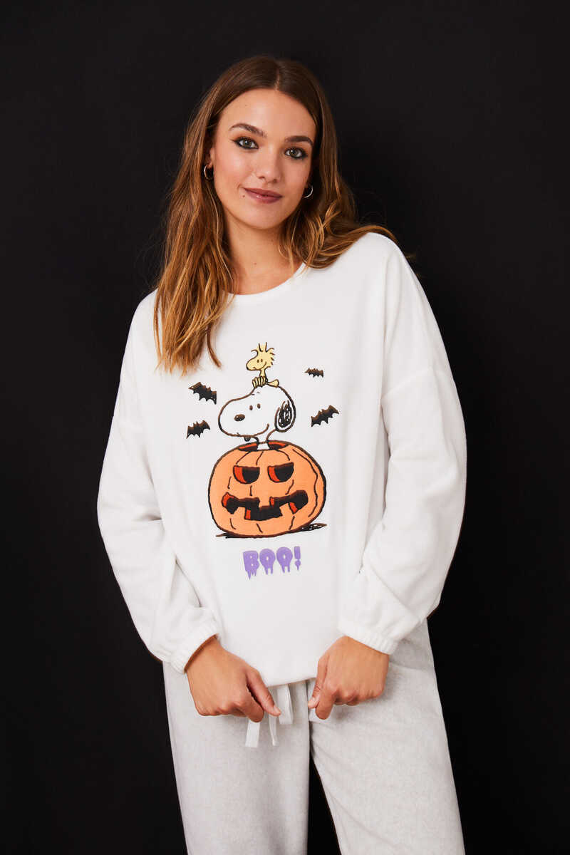 Womensecret Snoopy pumpkin fleece pyjamas beige