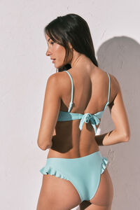 Women'secret Blue padded ruffles bandeau bikini top