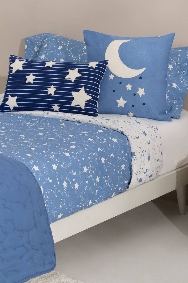 Womensecret Conjunto capa nórdica e capa almofada crianças algodão percal estrelas. Cama 80-90 cm. azul
