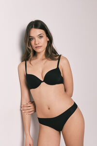 Women'secret Black microfibre striped and lace thong