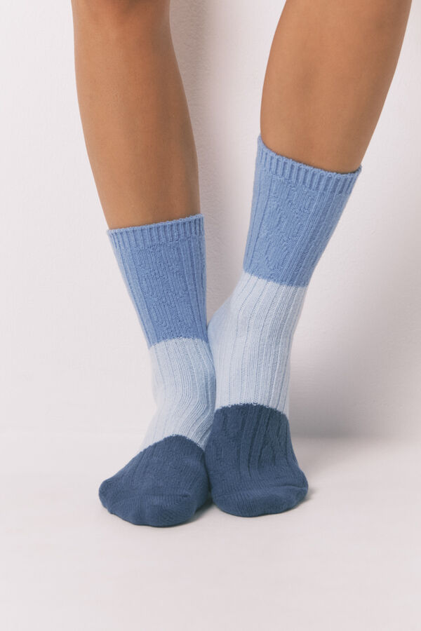 Women'secret Long blue mix texture socks blue