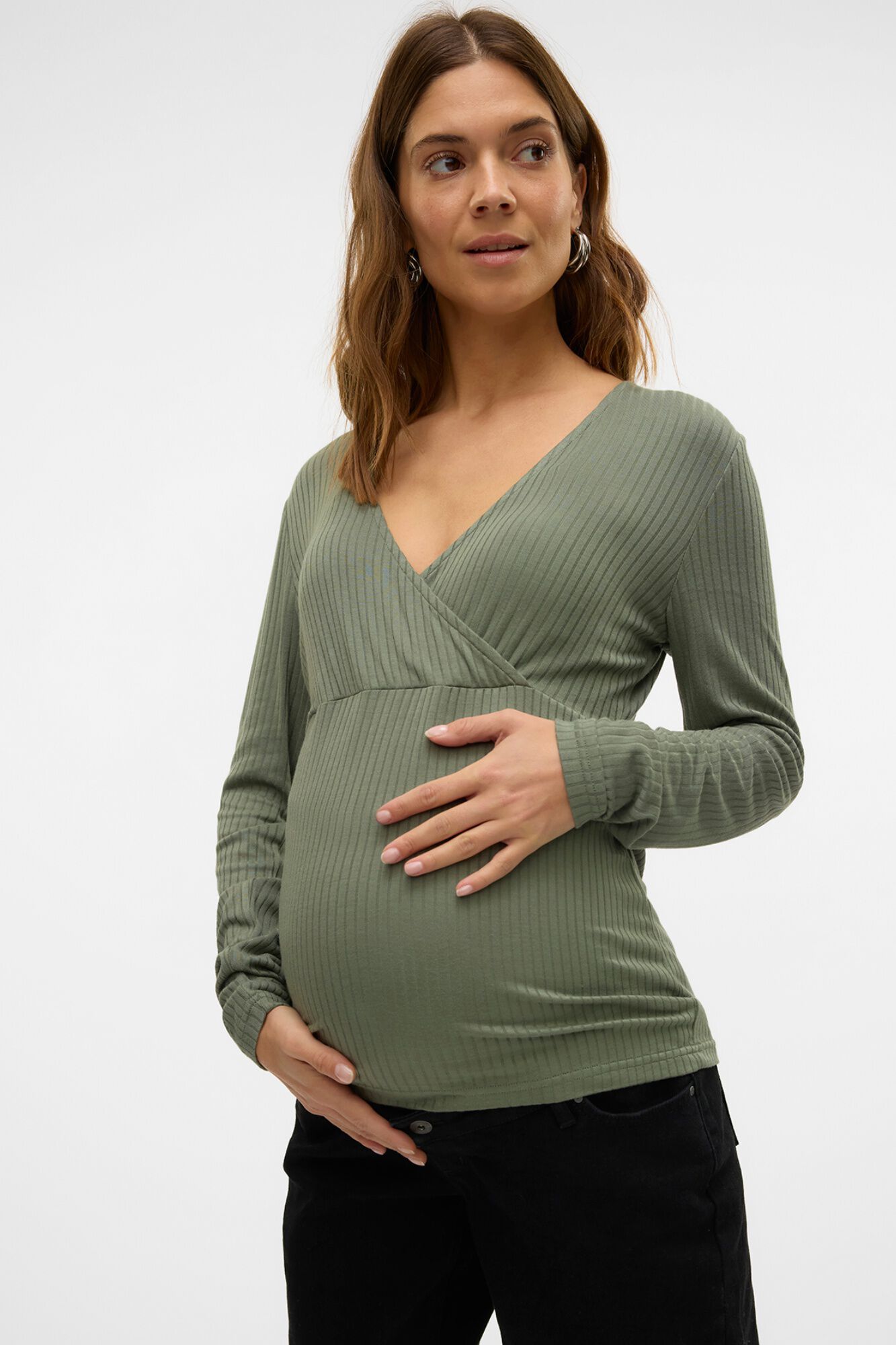Mamalicious Umstands-T-Shirt mit Wickeldetail