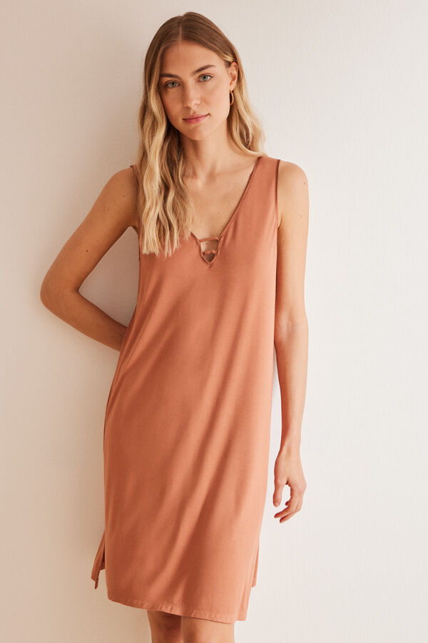 Womensecret Brown Ecovero™ nightgown nude