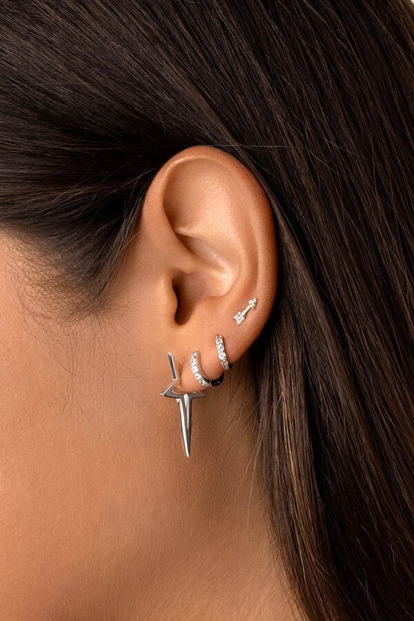 Womensecret Silver Punk Star Earrings szürke