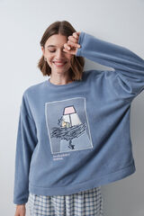Women'secret Pyjama long polaire &agrave; carreaux Snoopy bleu