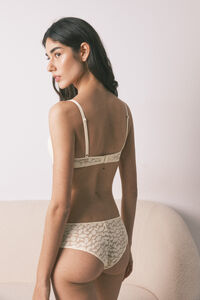 Women'secret Cuecas brasileiras largas em renda bege