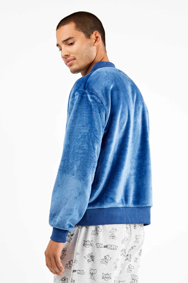 Gisela Men's blue plush bomber jacket Blau