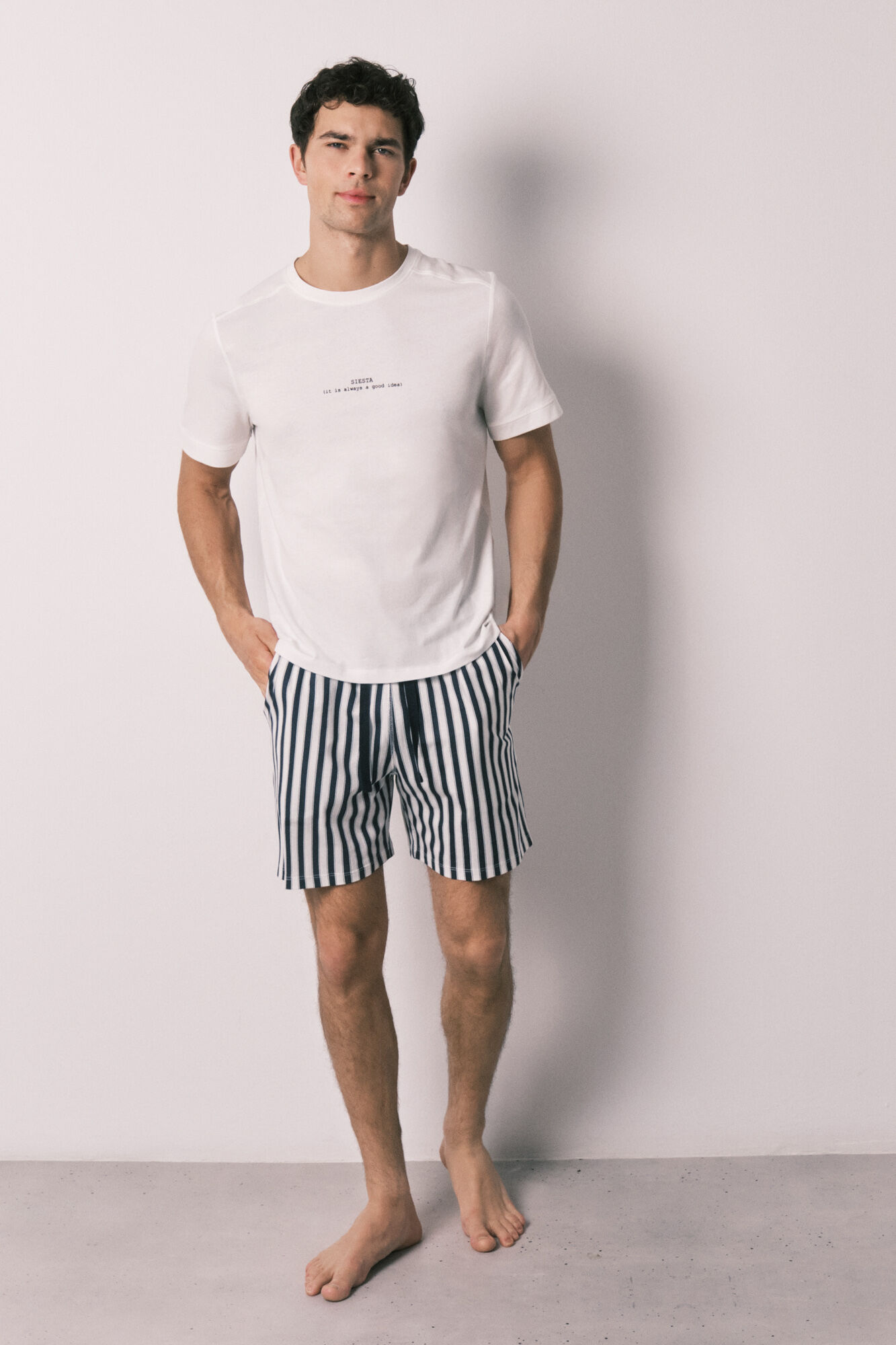 Women'secret Striped 100% cotton short men's pyjamas