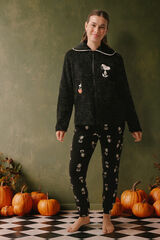 Women'secret Black faux shearling short robe Snoopy black