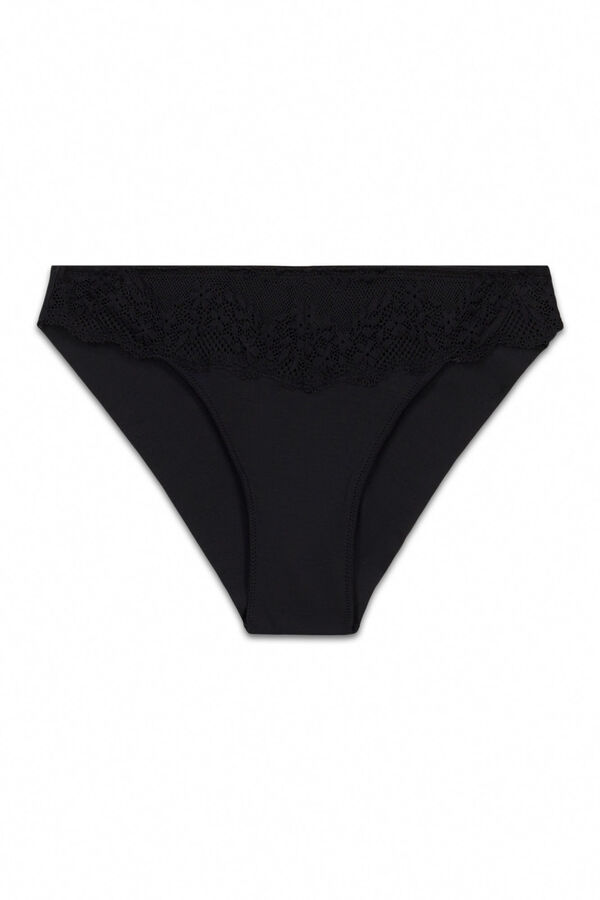 Women'secret Black modal and lace classic panty black