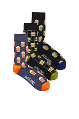 Jack & Jones Pack 3 calcetines con dibujos azul