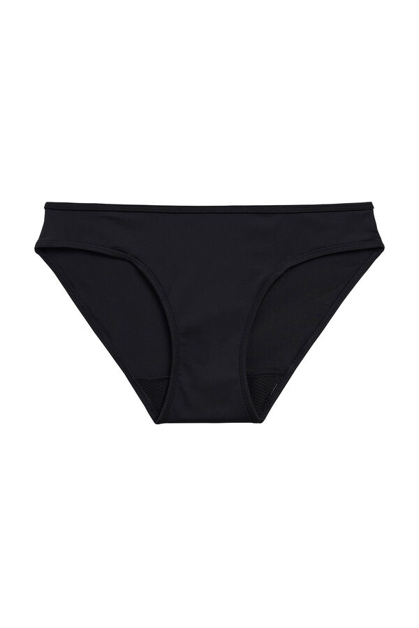 Womensecret Black recycled nylon seamless boyleg bikini bottoms - light to moderate absorbency Crna
