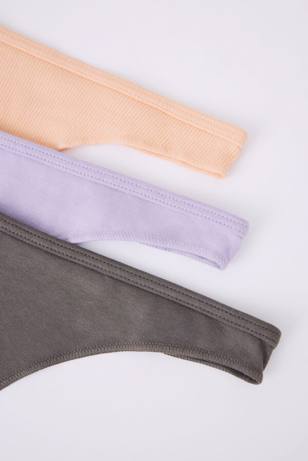 Womensecret Lilac, yellow and brown cotton tangas 3 